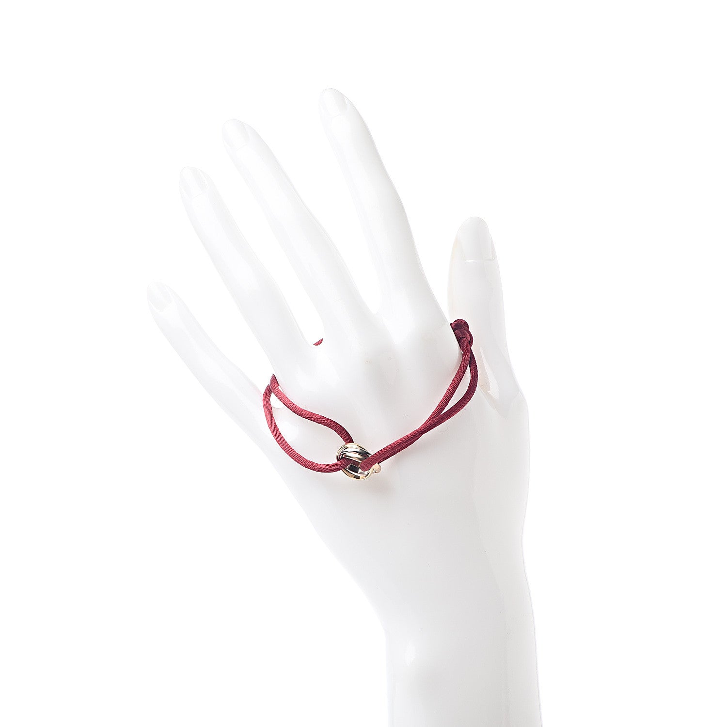Cartier 18K Pink Yellow White Gold Trinity Cord Bracelet Red 2 of 4