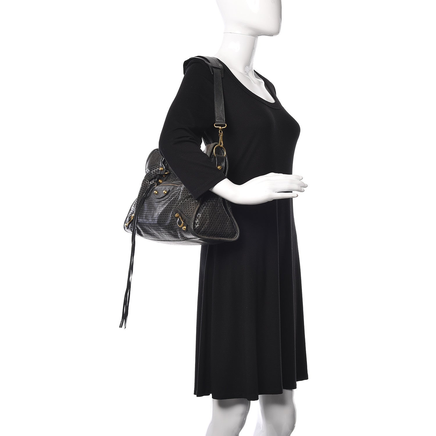 Balenciaga Agneau Laser Cut Cross Classic Gold Hardware City Black 2 of 16
