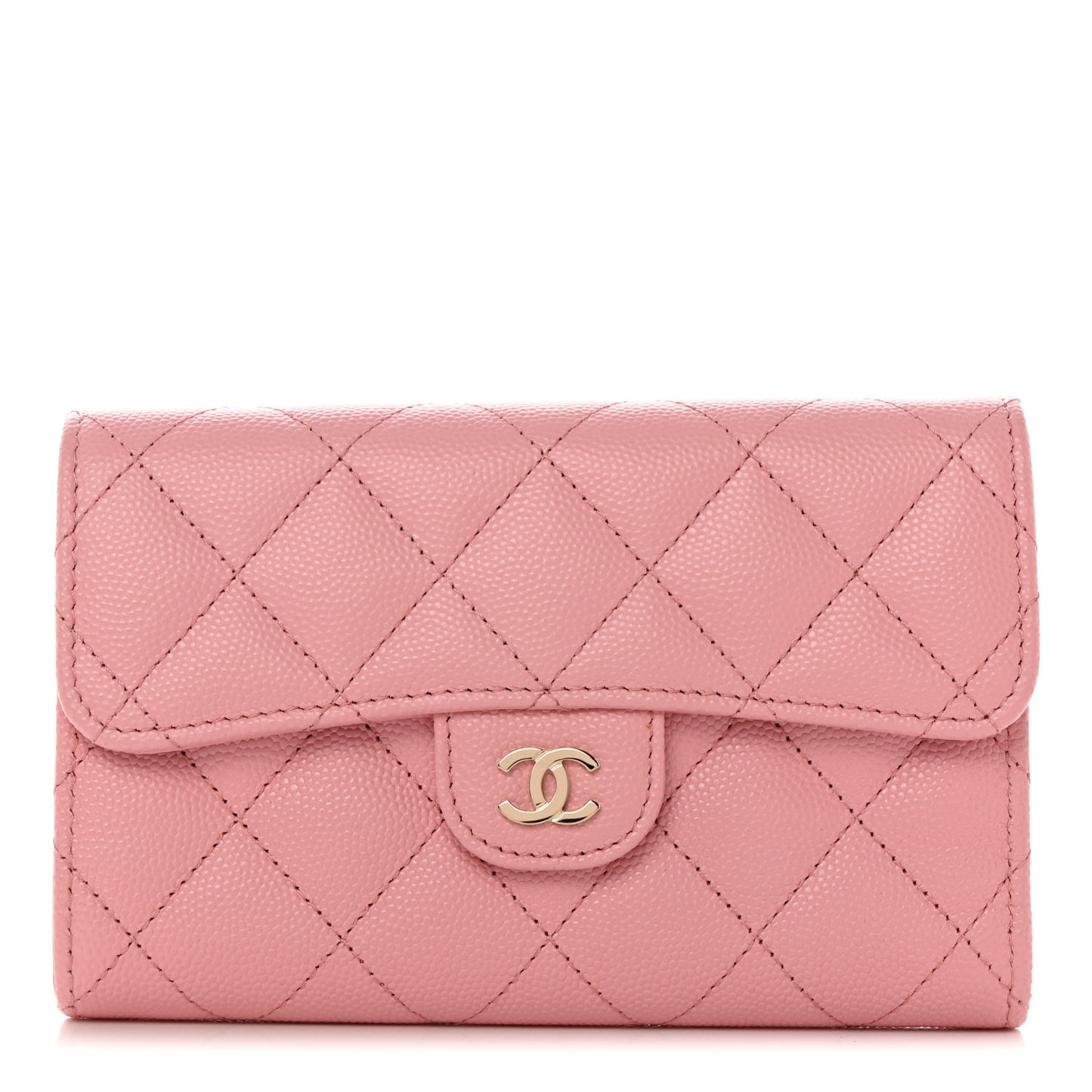 Caviar Quilted Medium Flap Wallet Pink