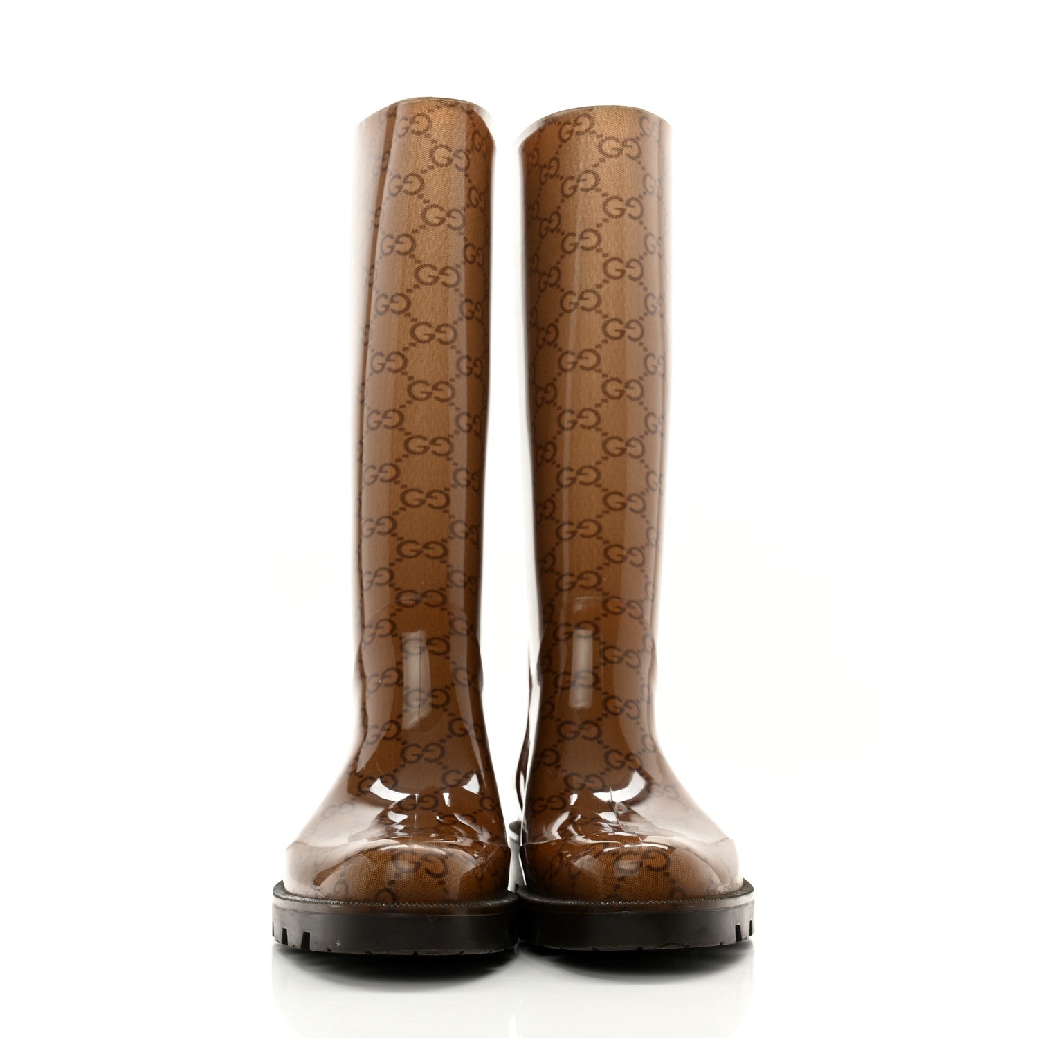 Gucci Rubber Monogram Edinburg Rain Boots 38 Transparent Cocoa 2 of 10