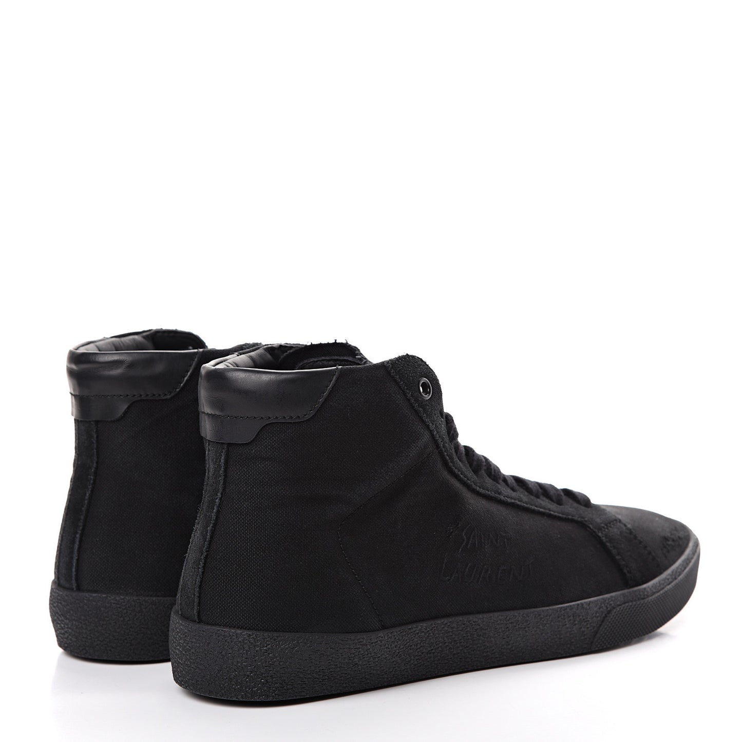 Distressed Canvas Mens Classic Court High Top Sneakers 42 Black
