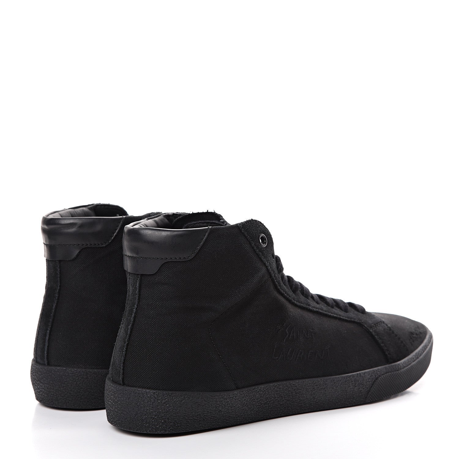 Saint Laurent Distressed Canvas Mens Classic Court High Top Sneakers 42 Black 4 of 11