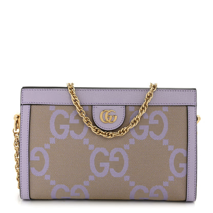 Gucci Monogram Jumbo GG Textured Dollar Calfskin Small Ophidia Chain Shoulder Bag Beige Lapis 1 of 13