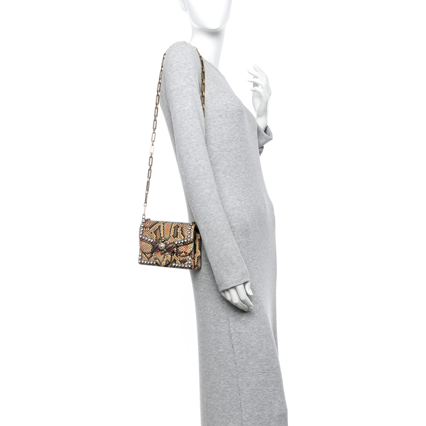 Python Crystal Mini Bee Broadway Shoulder Bag  Gold Cloud Butter Ivory Paradise Cloud