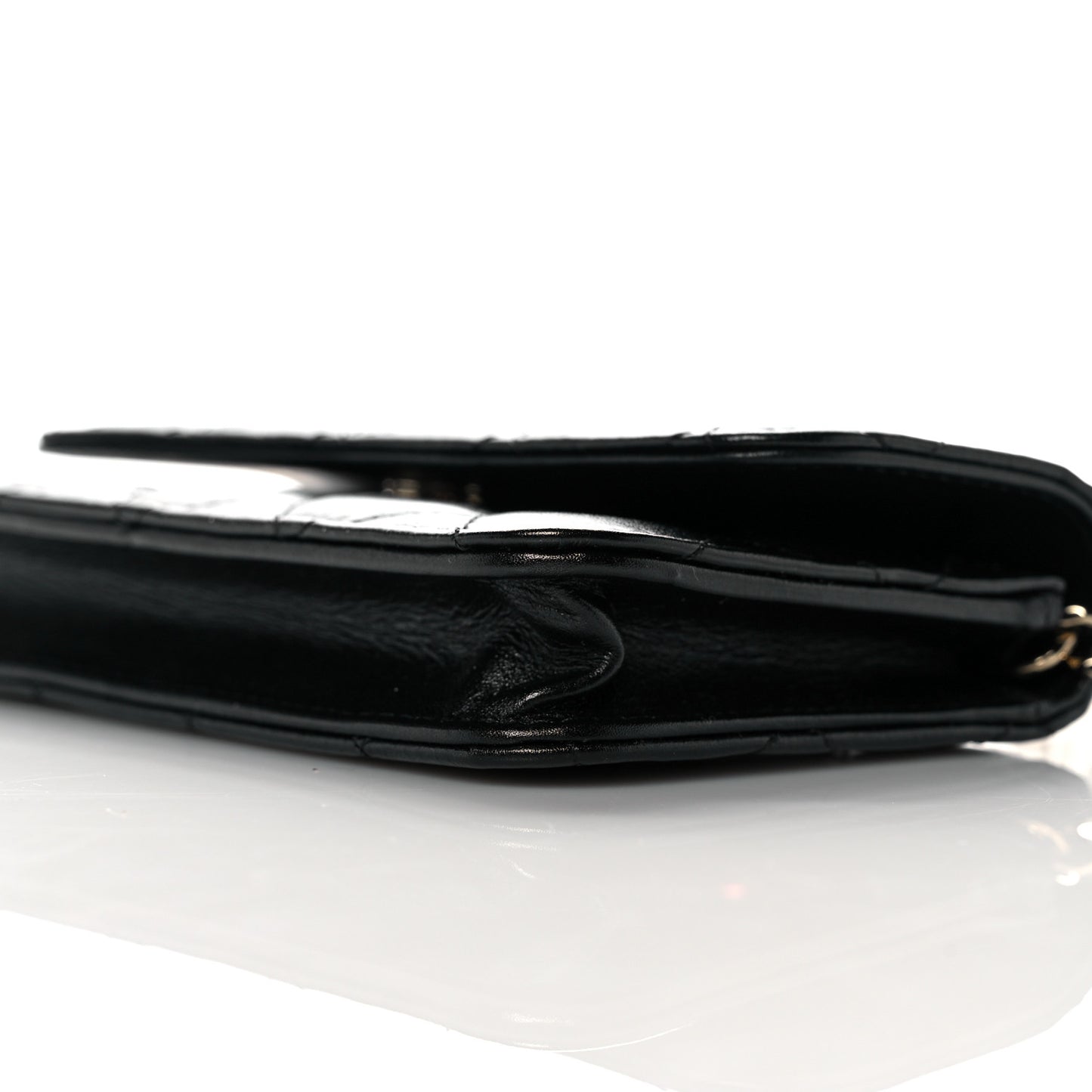 Calfskin Quilted Maxi Pearls Clutch With Chain Black