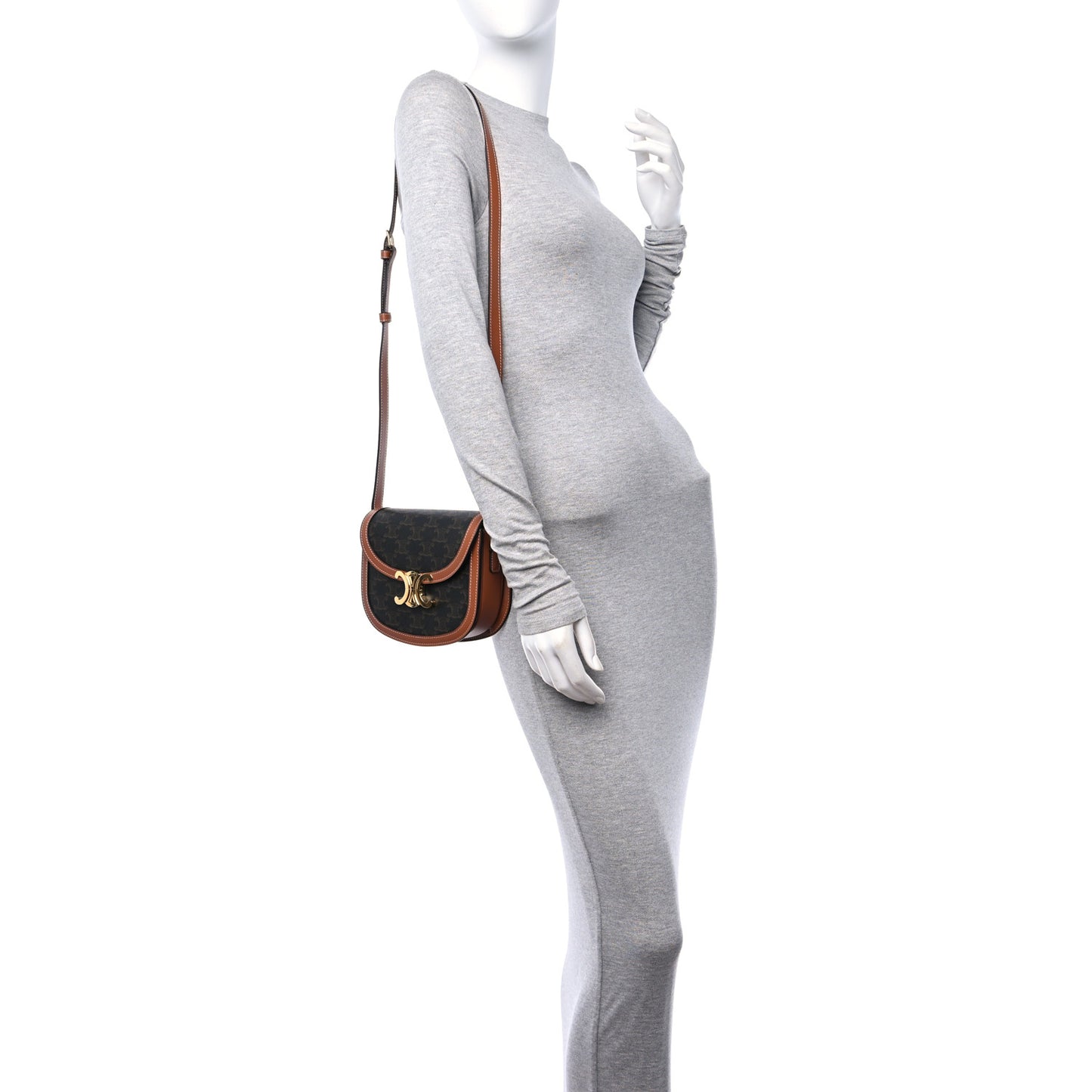 Canvas Calfskin Triomphe Teen Besace Tan