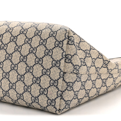 Gucci GG Supreme Monogram Textured Calfskin Web Medium Ophidia Shopping Tote Beige Blue 10 of 15