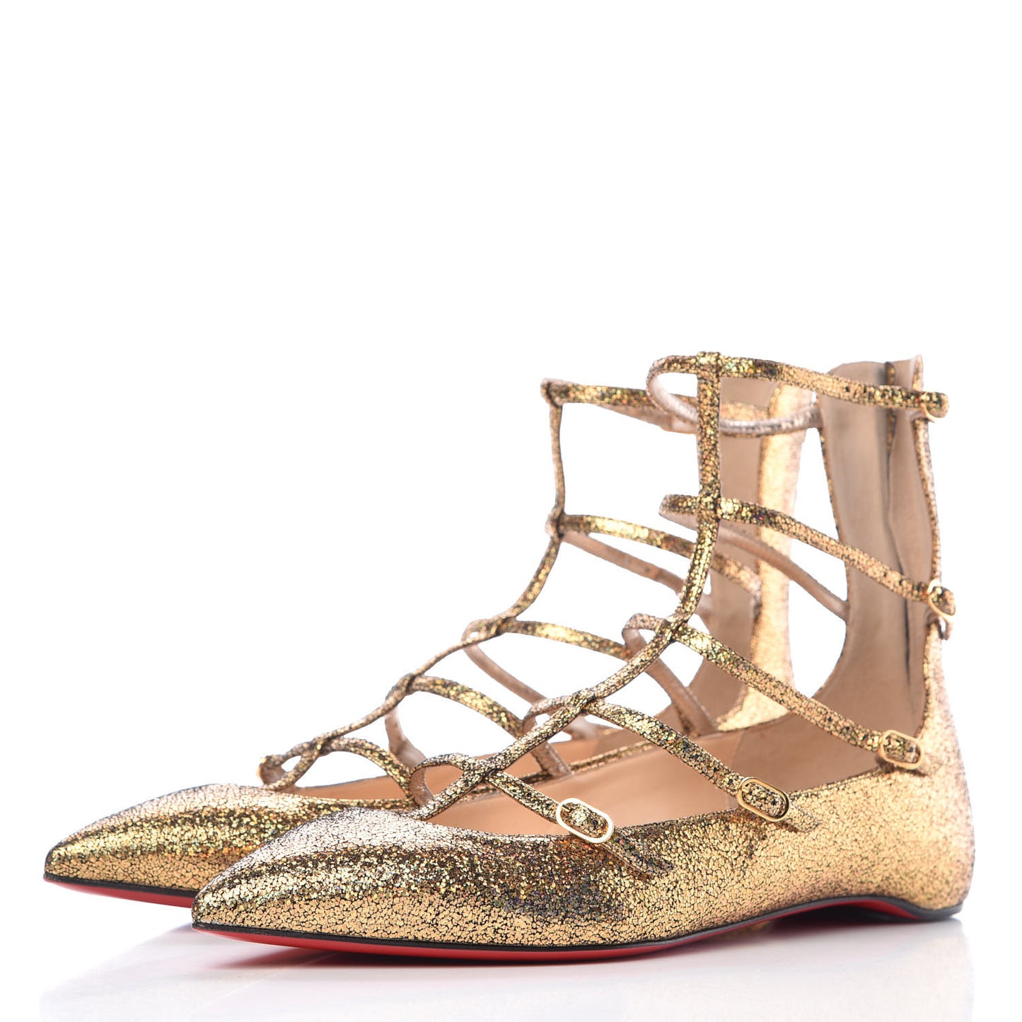 Cosmo 3D Kid Toerless Muse Ankle Wrap Ballerina Flats 38.5 Gold