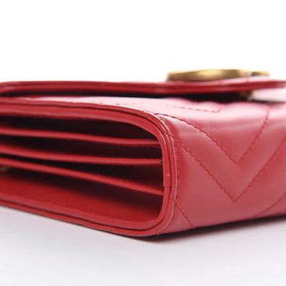 Gucci Calfskin Matelasse GG Marmont Chain Wallet Hibiscus Red 8 of 11