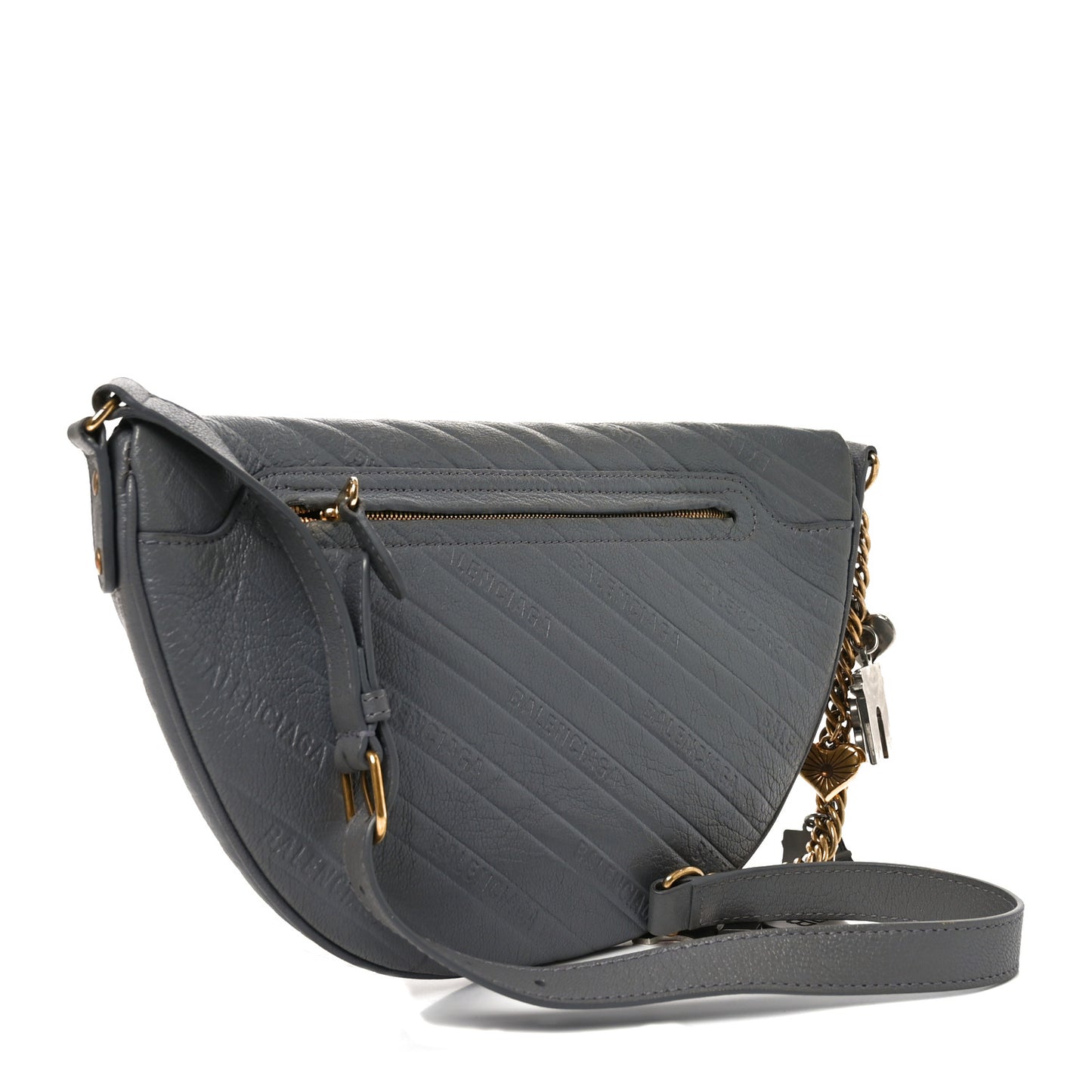 Shiny Goatskin Allover Logo Embossed XS Souvenir Belt Bag Gris
