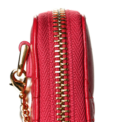 Christian Dior Lambskin Cannage Mini Caro Zipped Pouch Raspberry 9 of 9