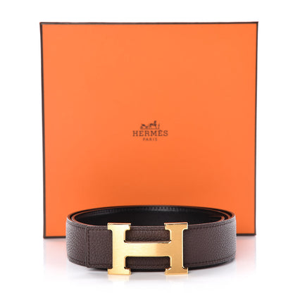 Hermes Box Togo 32mm H Belt 90 Black Chocolate 7 of 7