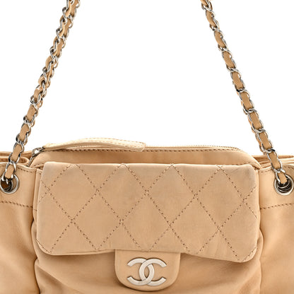 Chanel Lambskin Stitched Accordion Flap Tote Beige 8 of 14