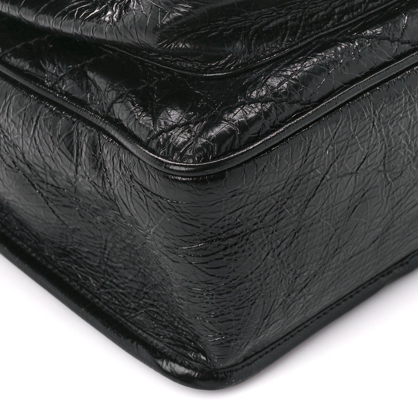Crinkled Calfskin Matelasse Monogram Medium Niki Chain Satchel Black
