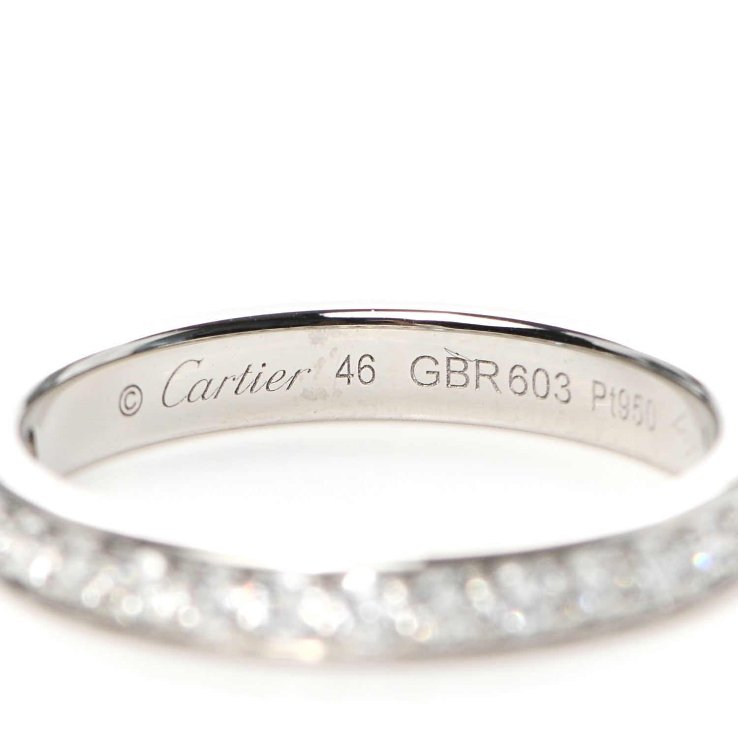 Cartier Platinum Diamond 1895 Wedding Band Ring 46 3.75 4 of 5
