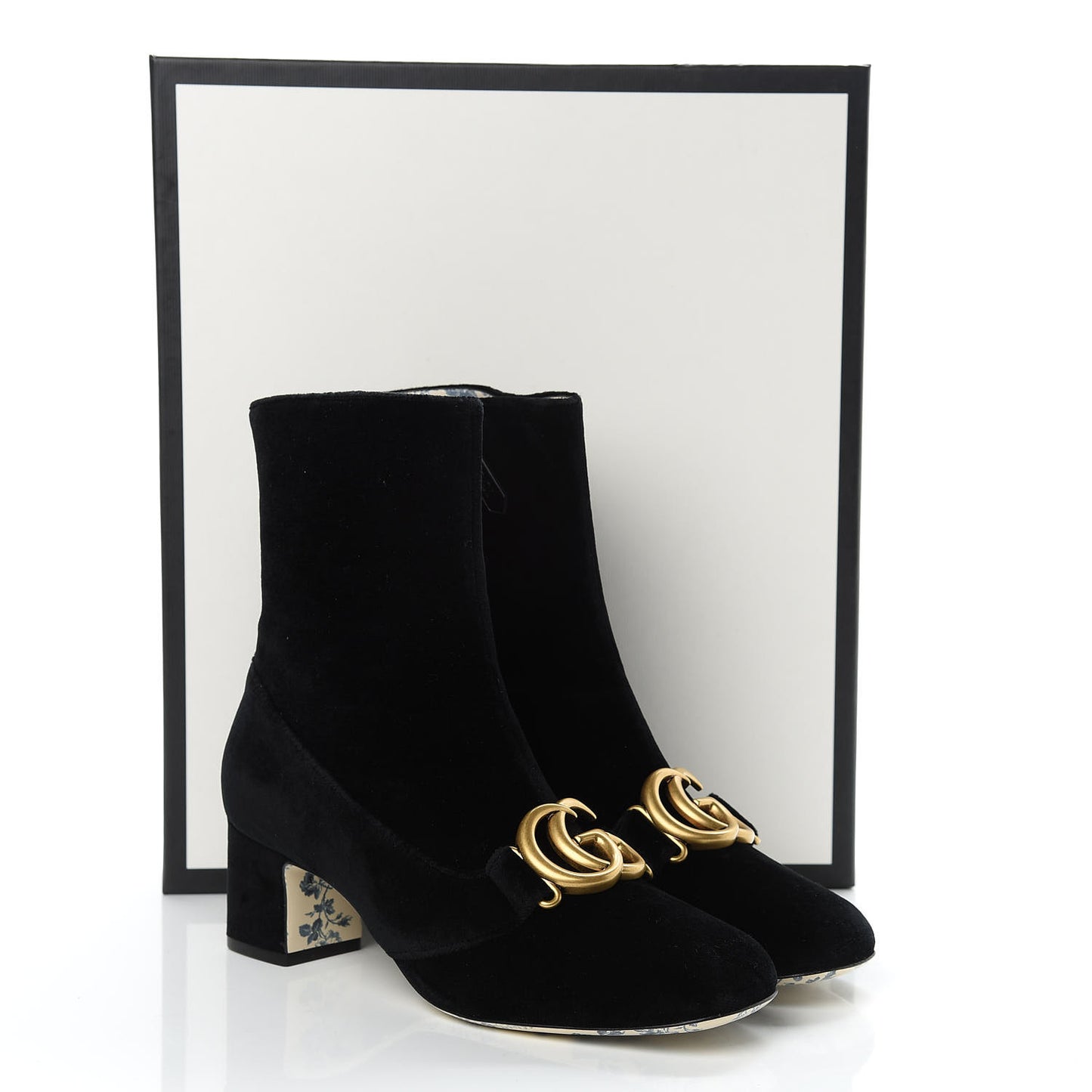 Softy Velvet Malaga Kid GG Victoire 55mm Ankle Boots 38 Black