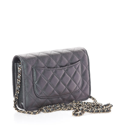 Chanel Iridescent Caviar Quilted Wallet On Chain WOC Black 3 of 11