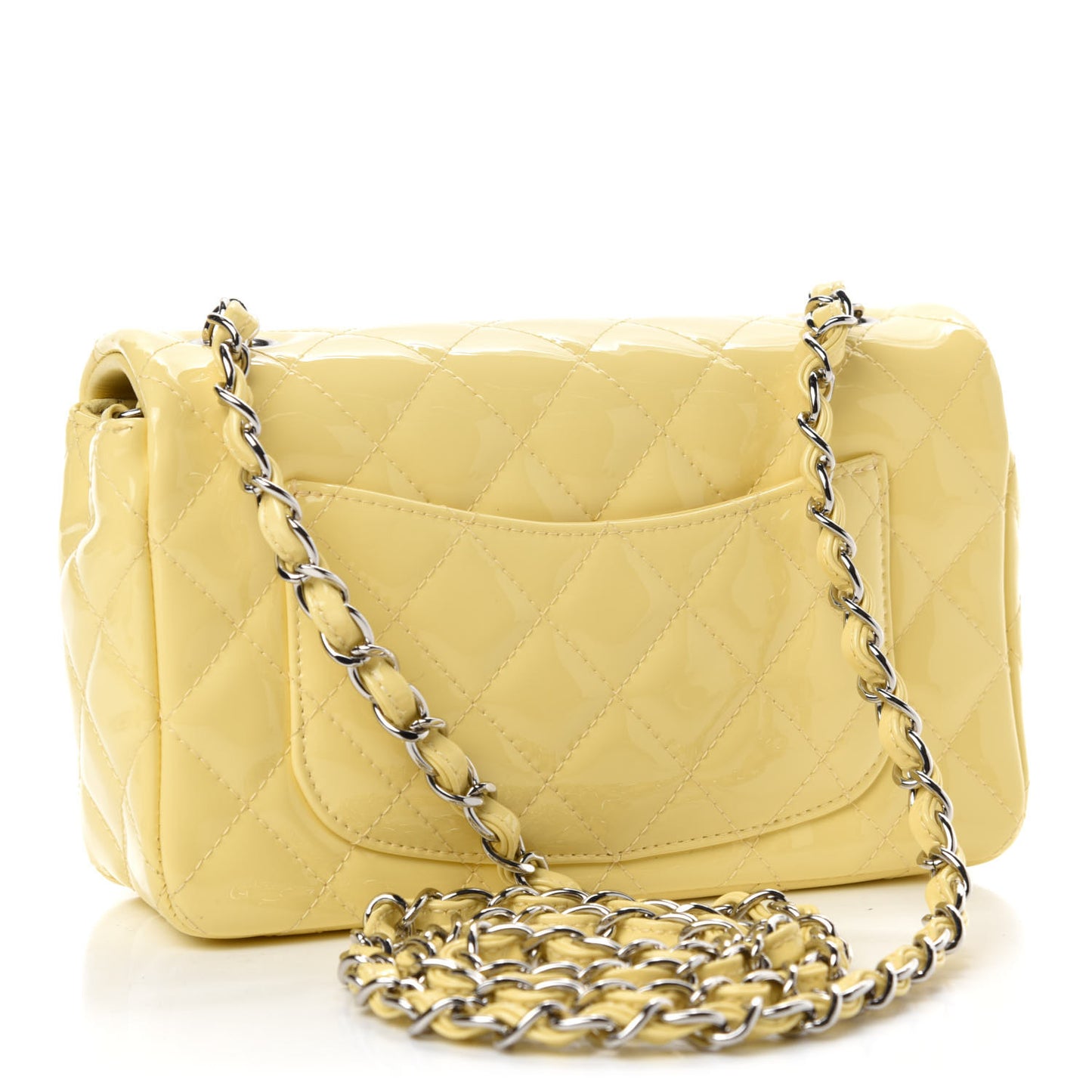 Patent Quilted Mini Rectangular Flap Yellow