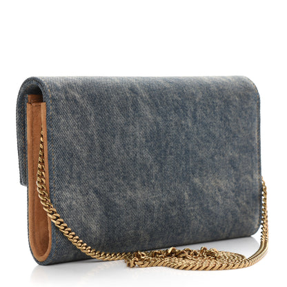 Saint Laurent Denim Monogram Chain Wallet Rodeo Blue Cinnamon 3 of 8
