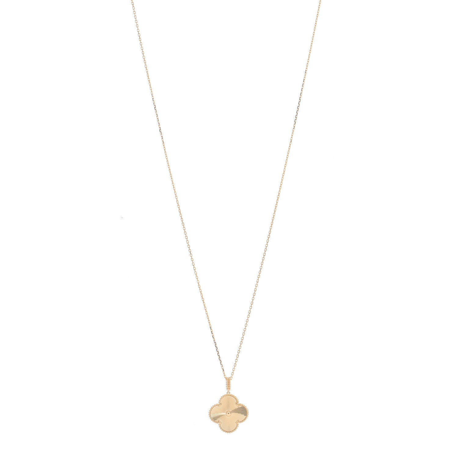 Van Cleef & Arpels 18K Yellow Gold Guilloche Magic Alhambra Long Necklace 1 of 5