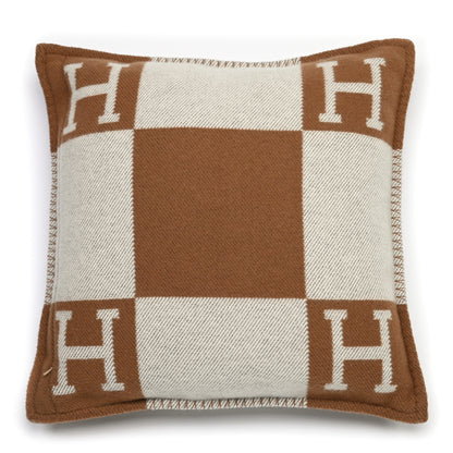 Hermes Wool Cashmere Avalon Pillow PM Ecru Camel 2 of 3