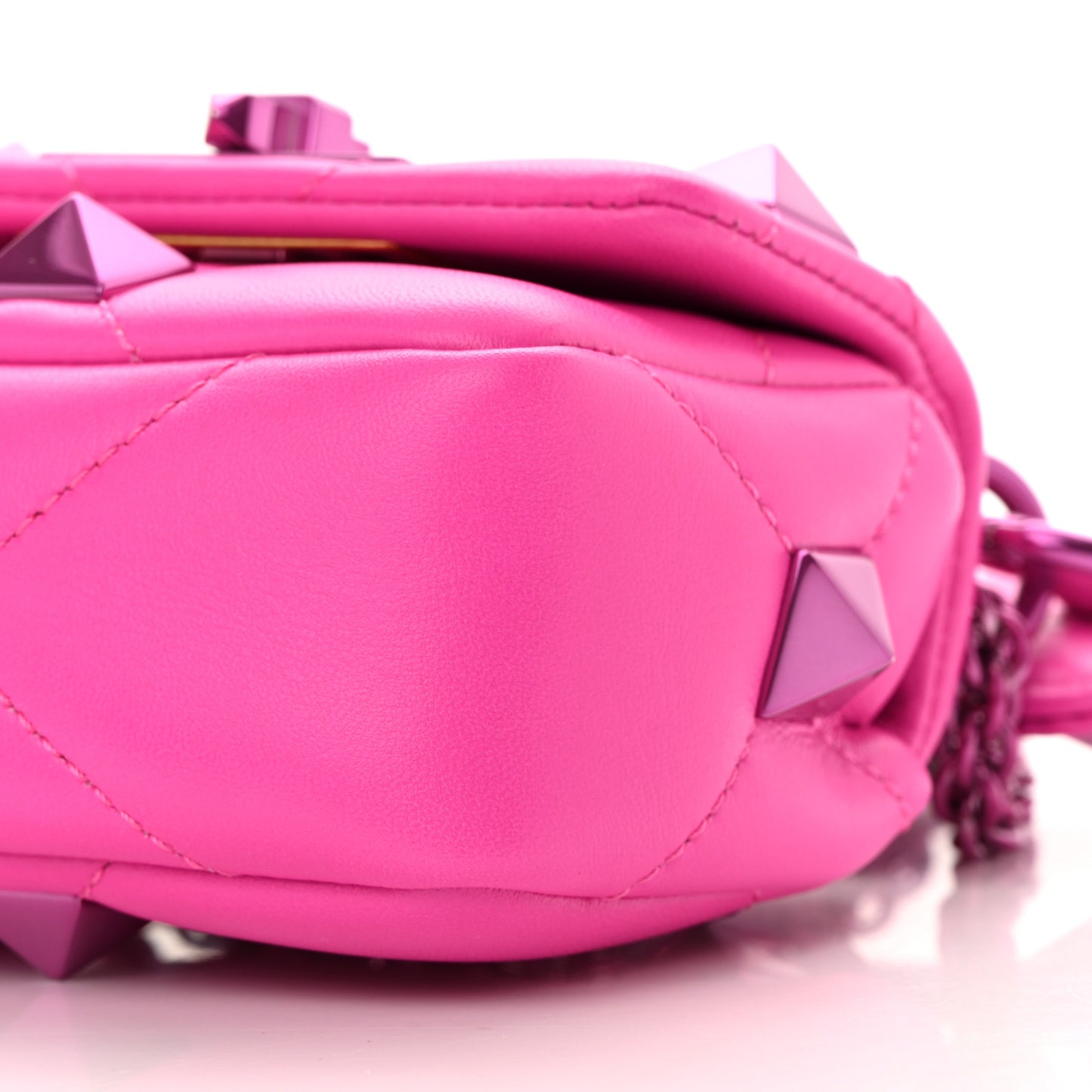 Nappa Lacquer Monochrome Mini Roman Stud Shoulder Bag Pink PP