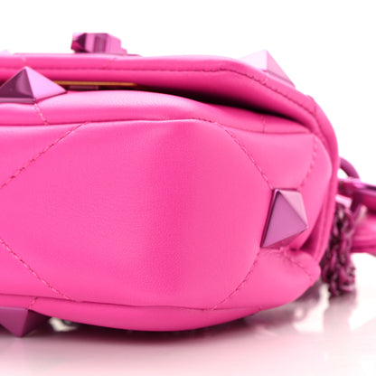 Valentino Garavani Nappa Lacquer Monochrome Mini Roman Stud Shoulder Bag Pink PP 10 of 11