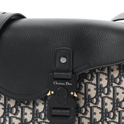 Christian Dior Oblique Jacquard Grained Calfskin Small Saddle Messenger Bag Beige Black 8 of 11