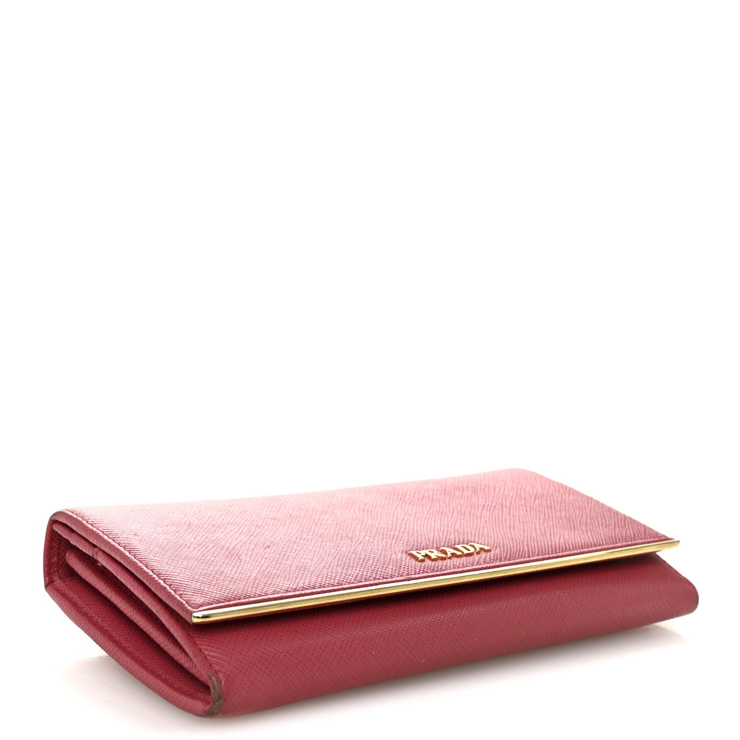 Prada Saffiano Metal Continental Flap Wallet Peonia 4 of 10