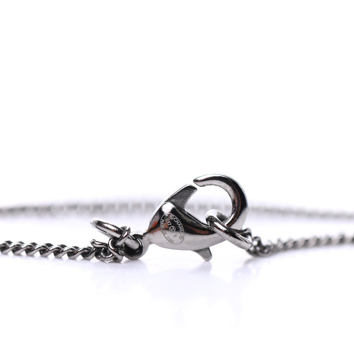 Chanel Ruthenium Crystal Star CC Necklace Iridescent Pink 5 of 6