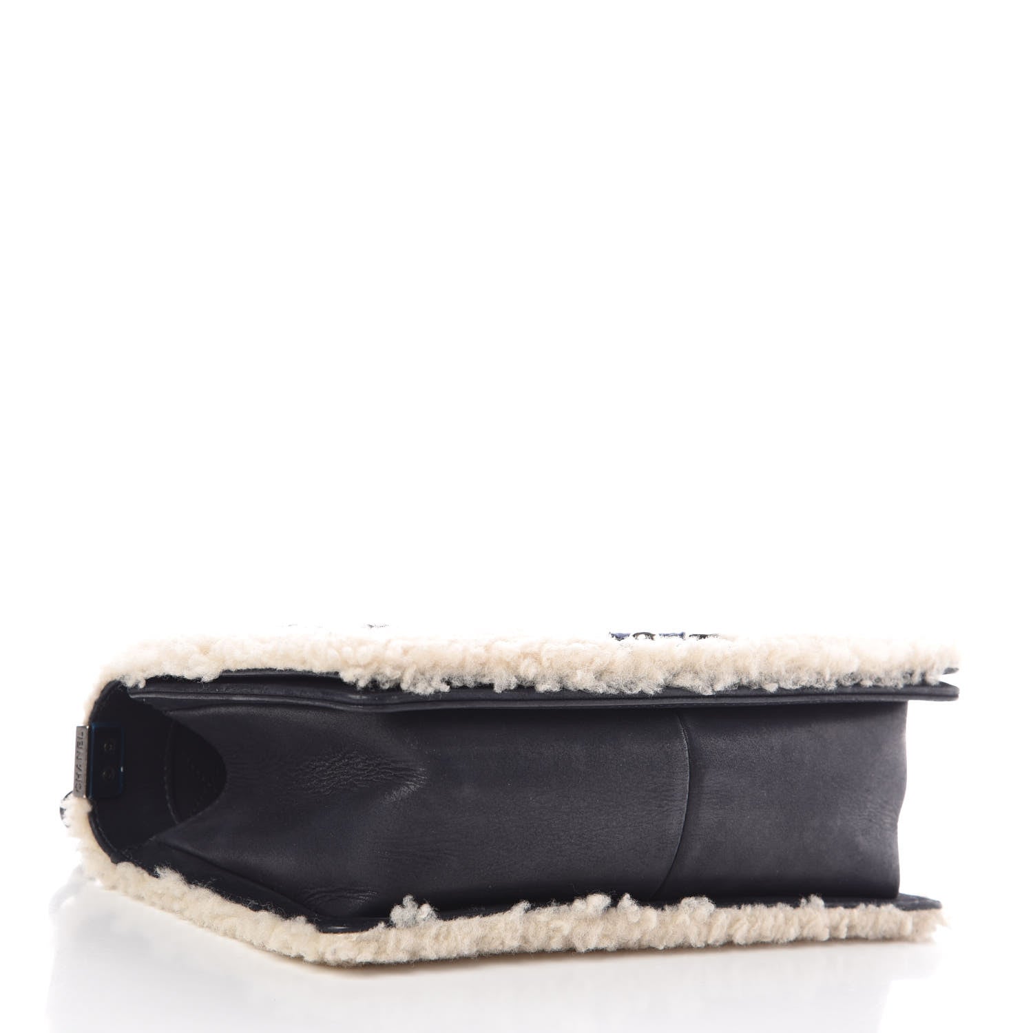 Chanel Shearling Iridescent Calfskin Medium Boy Flap Navy 4 of 9