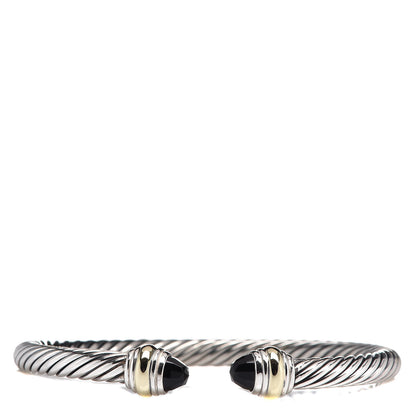 David Yurman Sterling Silver 14K Yellow Gold Black Onyx 5mm Cable Classics Bracelet 1 of 4