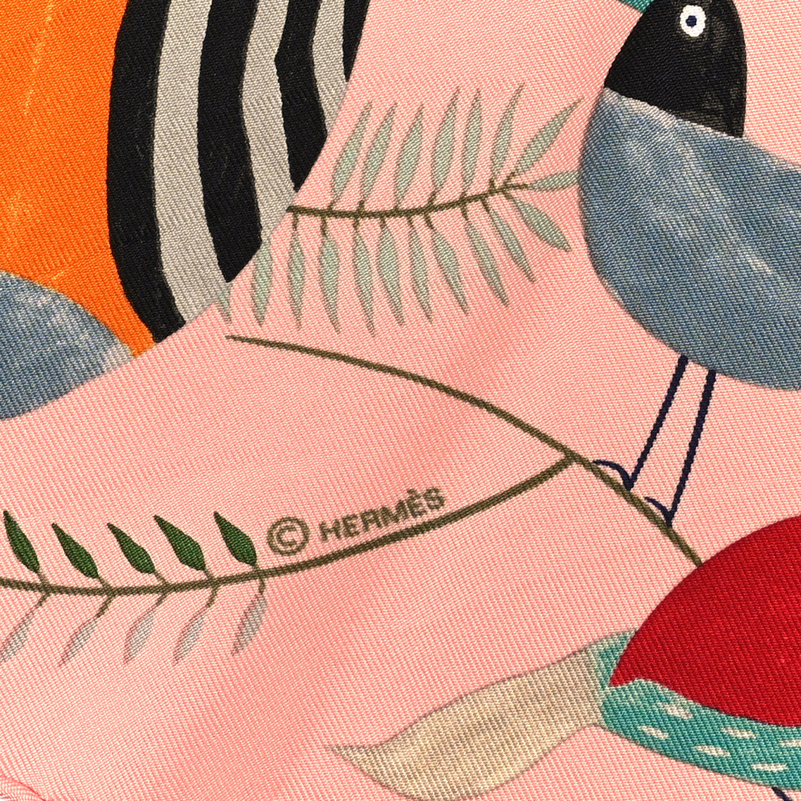 Silk Le Bal Des Oiseaux Scarf 90 Rose Multicolor