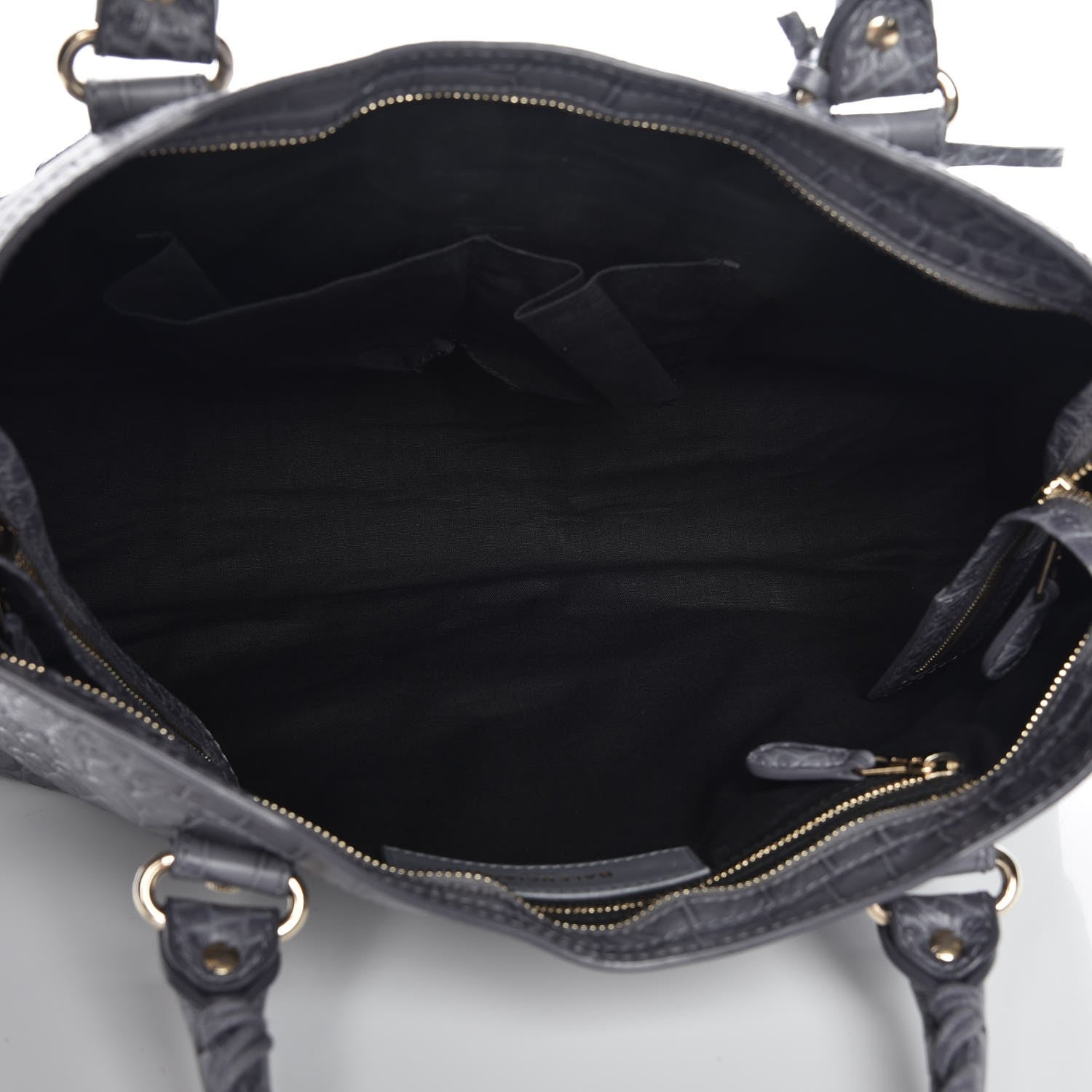 Balenciaga Calfskin Crocodile Embossed Giant 12 Gold Hardware City Gris Beton 6 of 8