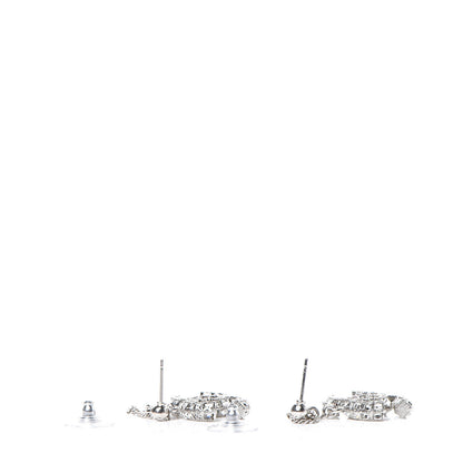 Chanel Baguette Crystal CC Drop Earrings Silver 3 of 5