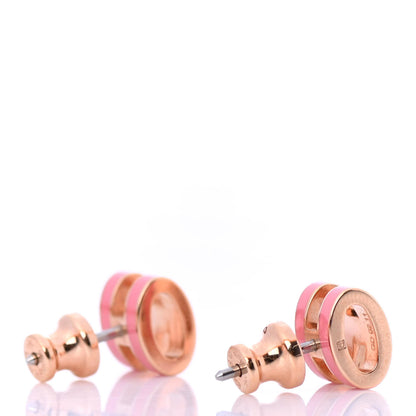 Hermes Rose Gold Lacquered Mini Pop H Earrings Rose Valentine 3 of 4