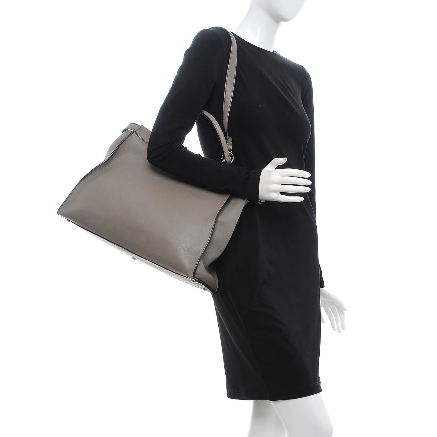 Vitello Seta Suede Plexiglass Tortoise Large Peekaboo Iconic Satchel Asfalto Marrone