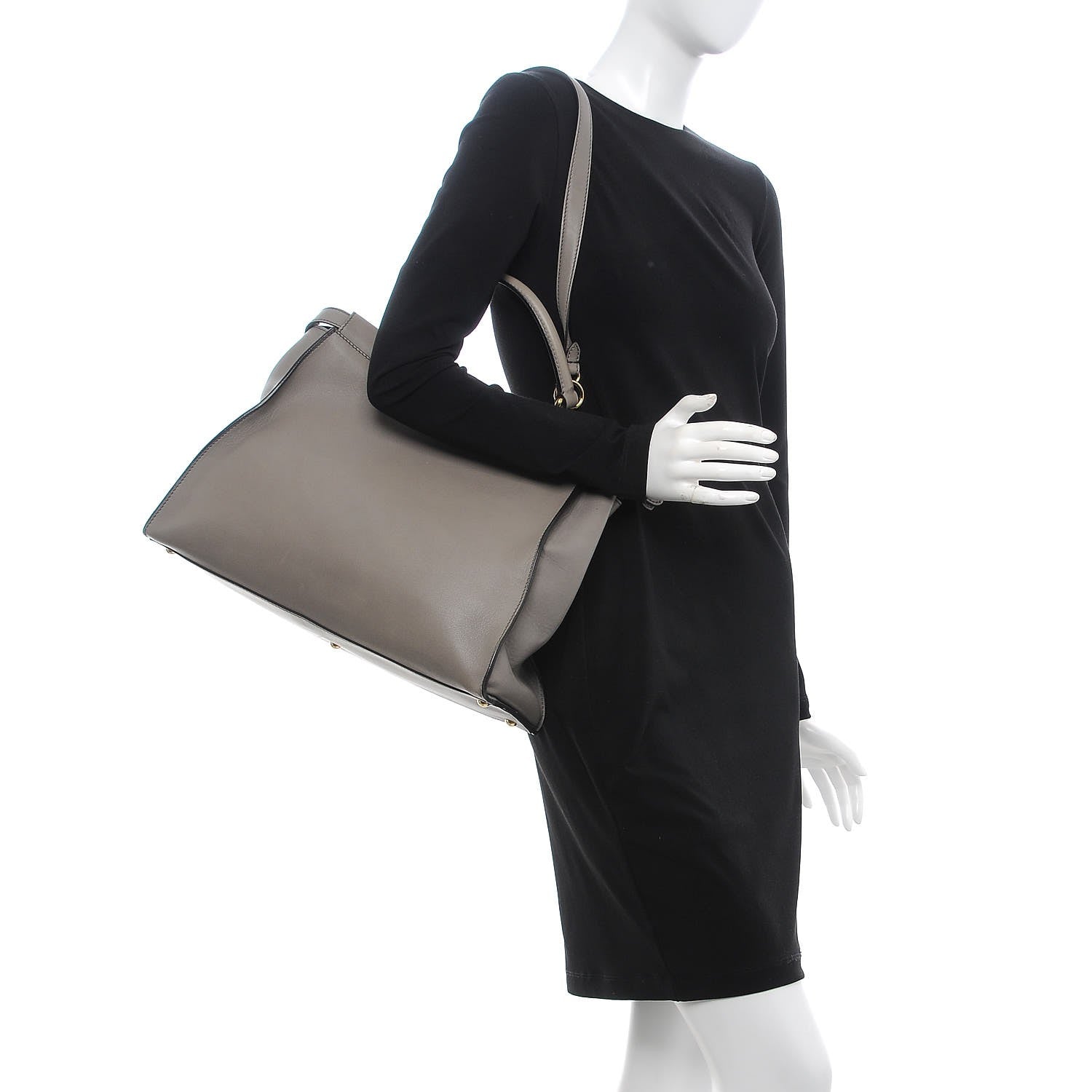 Fendi Vitello Seta Suede Plexiglass Tortoise Large Peekaboo Iconic Satchel Asfalto Marrone 3 of 15