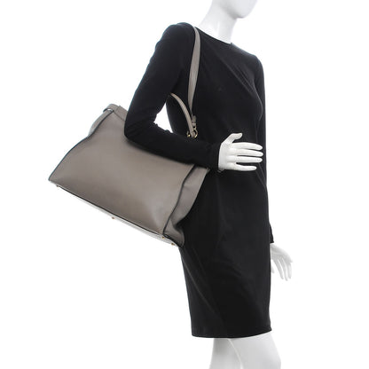 Fendi Vitello Seta Suede Plexiglass Tortoise Large Peekaboo Iconic Satchel Asfalto Marrone 3 of 15
