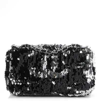 Chanel Sequin Summer Night Flap Black Silver 1 of 8