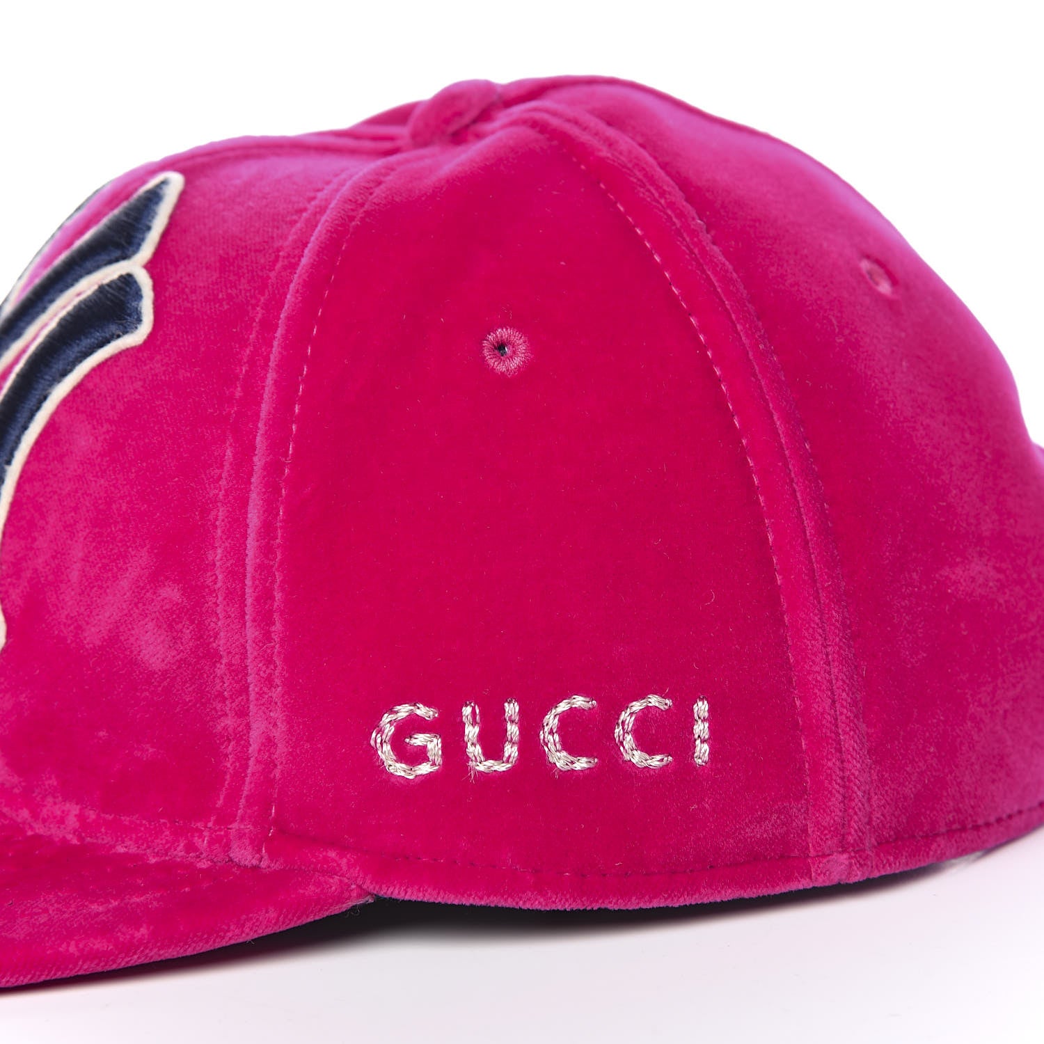Gucci X MLB Velvet NY Yankees Baseball Hat 55-59 Pink 7 of 10