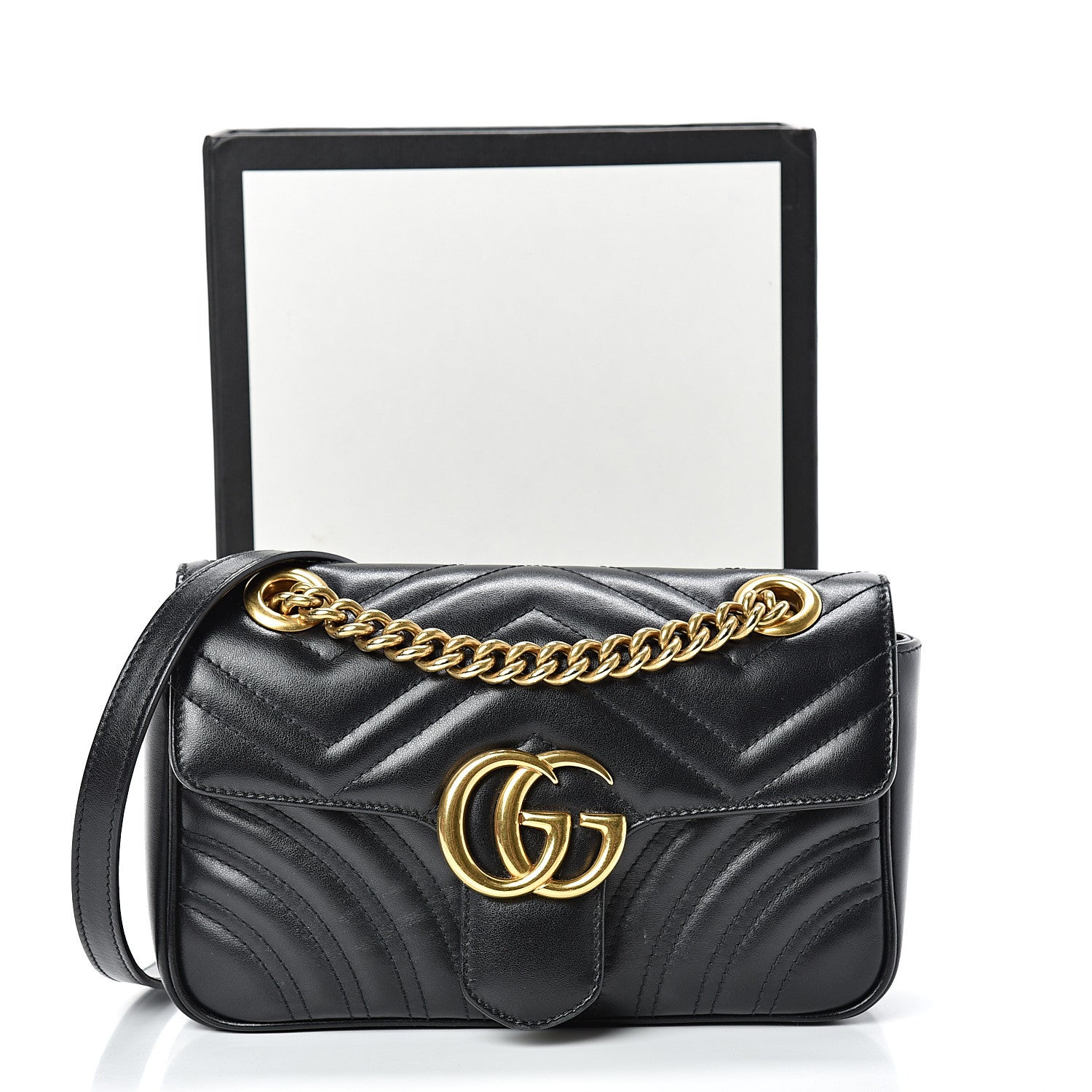 Gucci Calfskin Matelasse Mini GG Marmont Shoulder Bag Black 14 of 14
