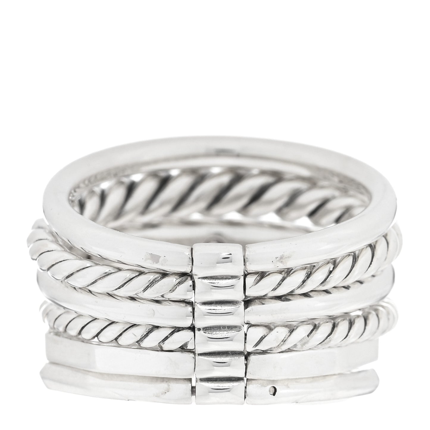 Sterling Silver Diamond 16mm Stax Wide Stacked Ring 57 8