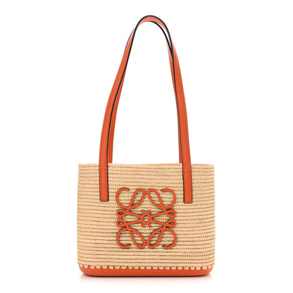 Loewe Raffia Square Mini Anagram Basket Tote Bag Natural 1 of 10
