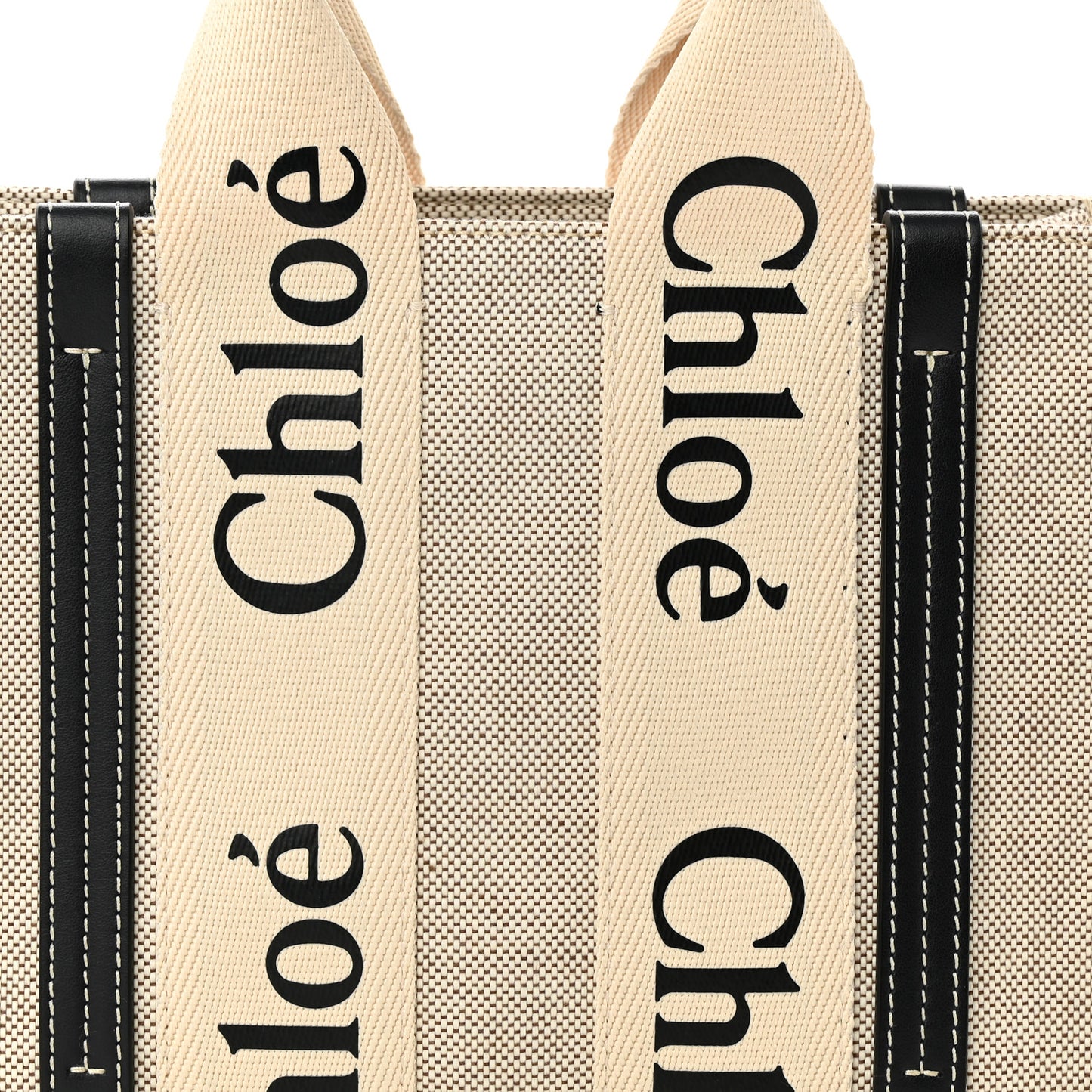 Cotton Calfskin Small Woody Ribbon Tote With Strap White Navy