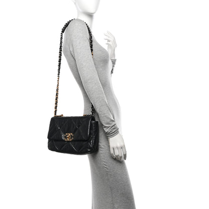 Chanel Shiny Goatskin Quilted Medium Chanel 19 Flap Black 2 of 10