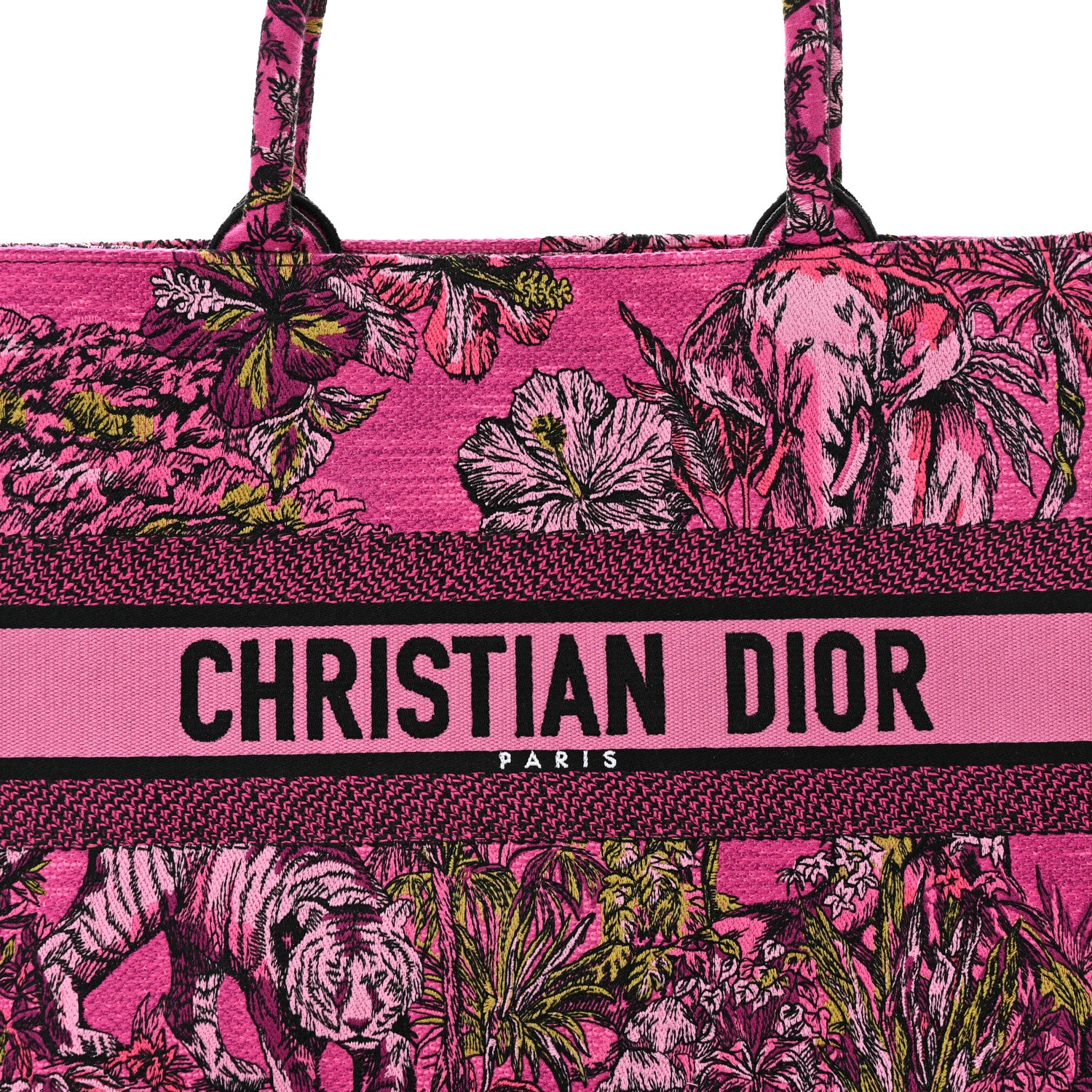 Christian Dior Canvas Embroidered Medium Toile de Jouy Voyage Book Tote Fuchsia Multicolor 8 of 10