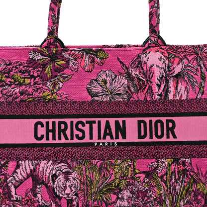 Christian Dior Canvas Embroidered Medium Toile de Jouy Voyage Book Tote Fuchsia Multicolor 8 of 10