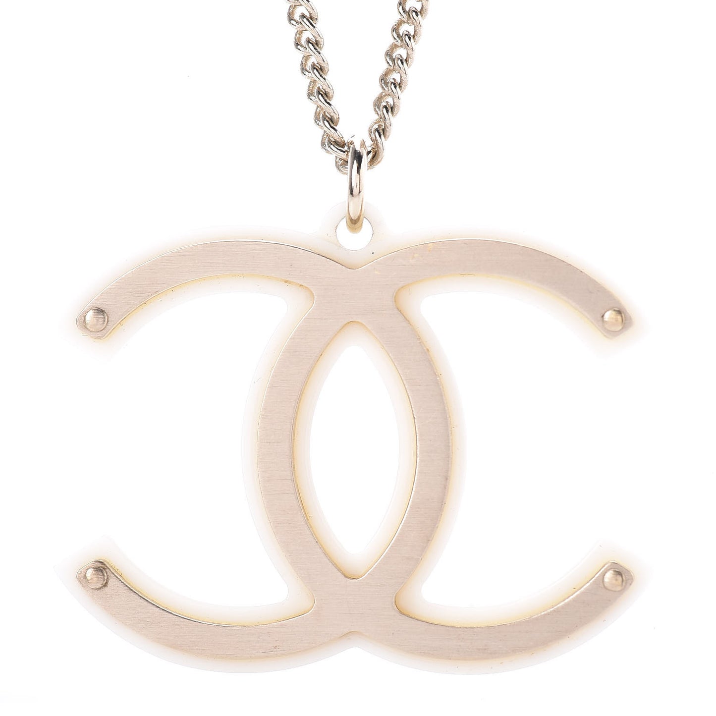 CC Pendant Necklace Gold White