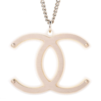 Chanel CC Pendant Necklace Gold White 4 of 6